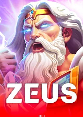 ปกเกม Zeus เทพเจ้าผมเคราขาวมีสายฟ้าสีฟ้าล้อมรอบ