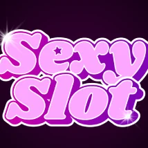 โลโก้ Sexy Slot ตัวอักษรสีชมพูหวานซ้อนกันสองบรรทัด